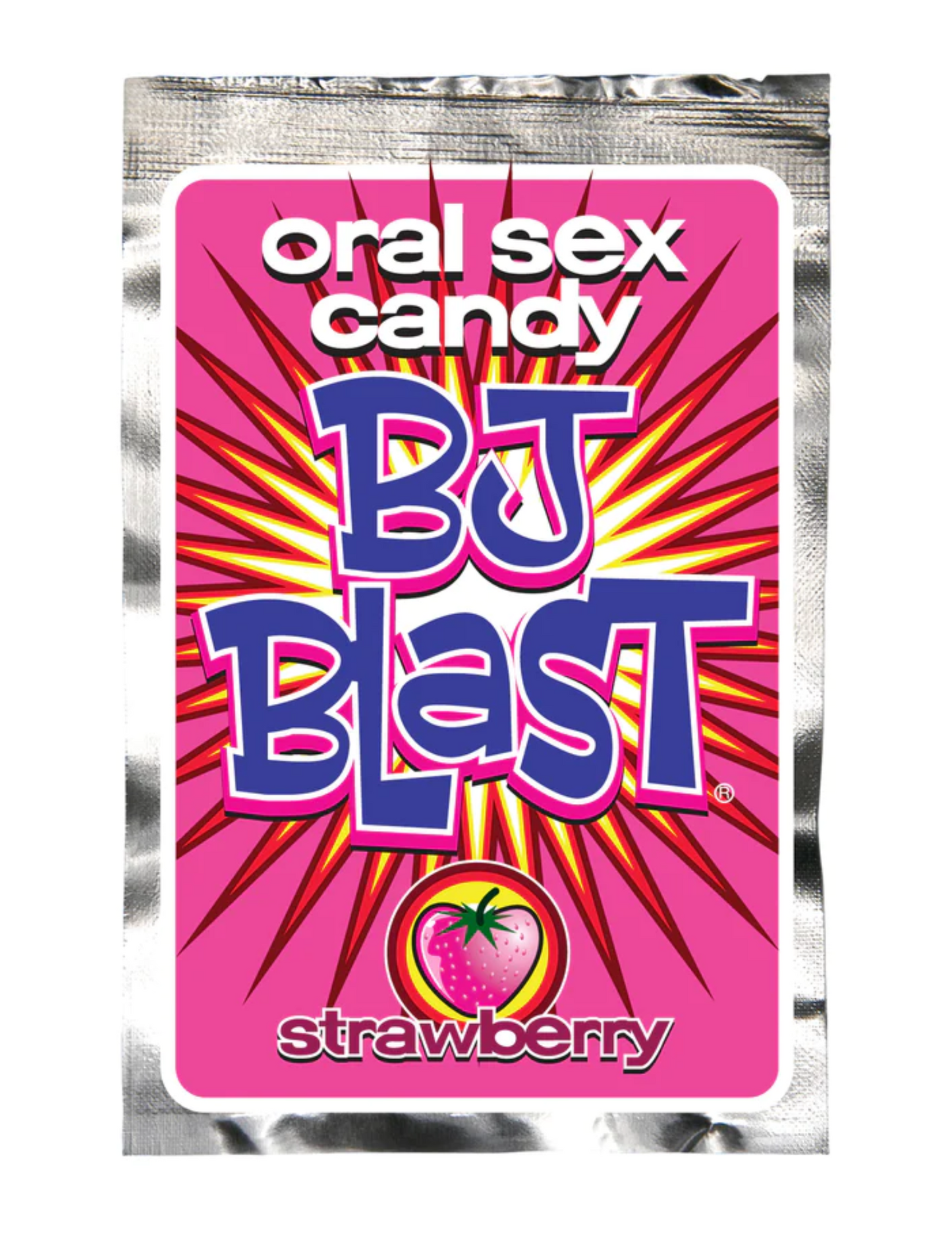 Photo shows the Strawberry flavor BJ Blast Oral Sex Candy from Pipedreams.