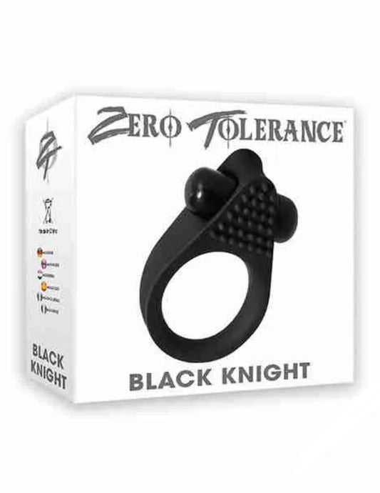 Black Knight Vibrating Cock Ring from Zero Tolerance in its box.