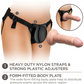 Diagram showing the special features of the King Cock Beginner's Body Dock Strap-On Kit w/ Dildo from Pipedreams.