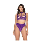 Load image into Gallery viewer, Bondage Stripe Demi Cup Underwire Bra &amp; Panty - Purple