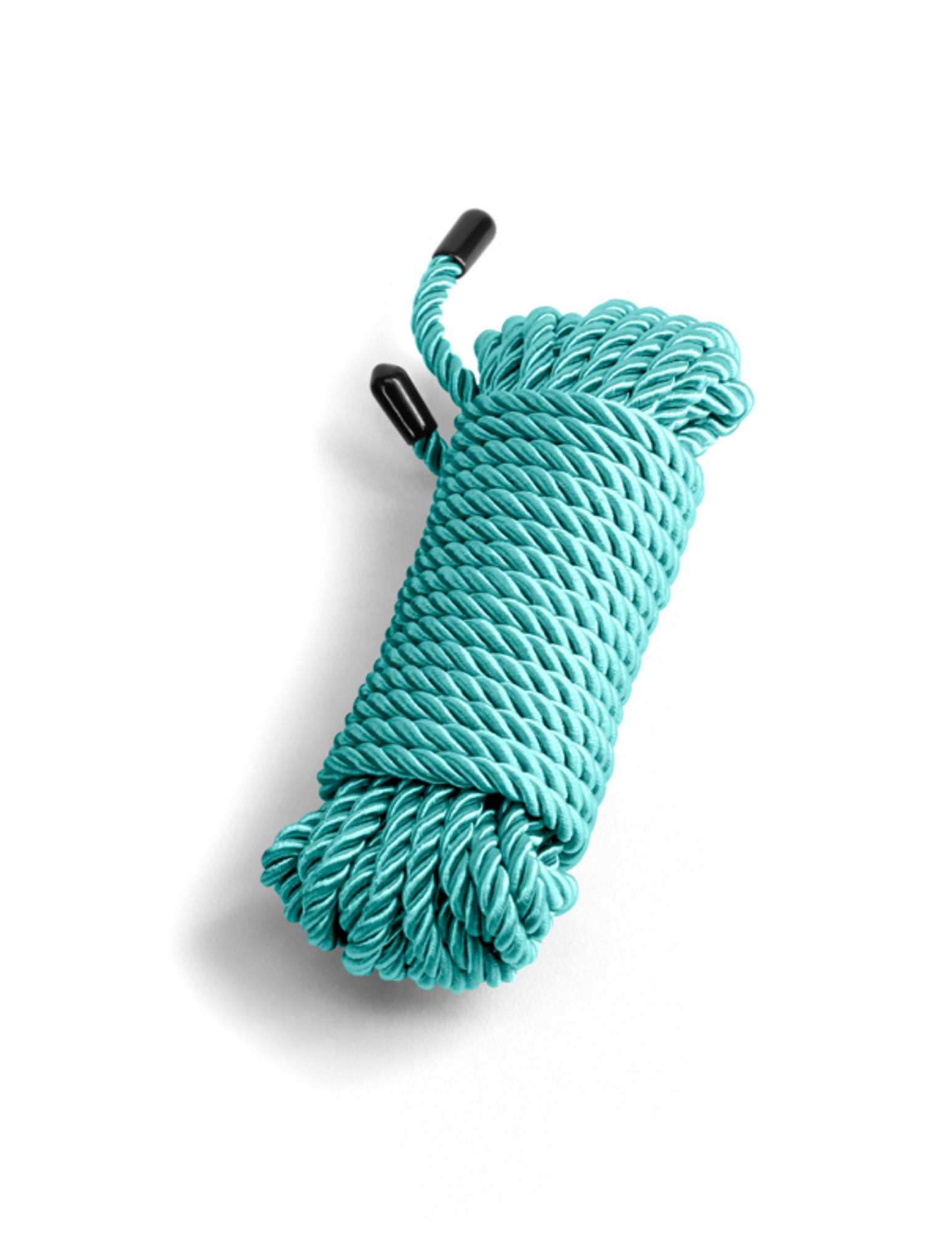 Close-up of the bundle of Bound Rope from NS Novelties (green) shows its soft texture and finished ends.