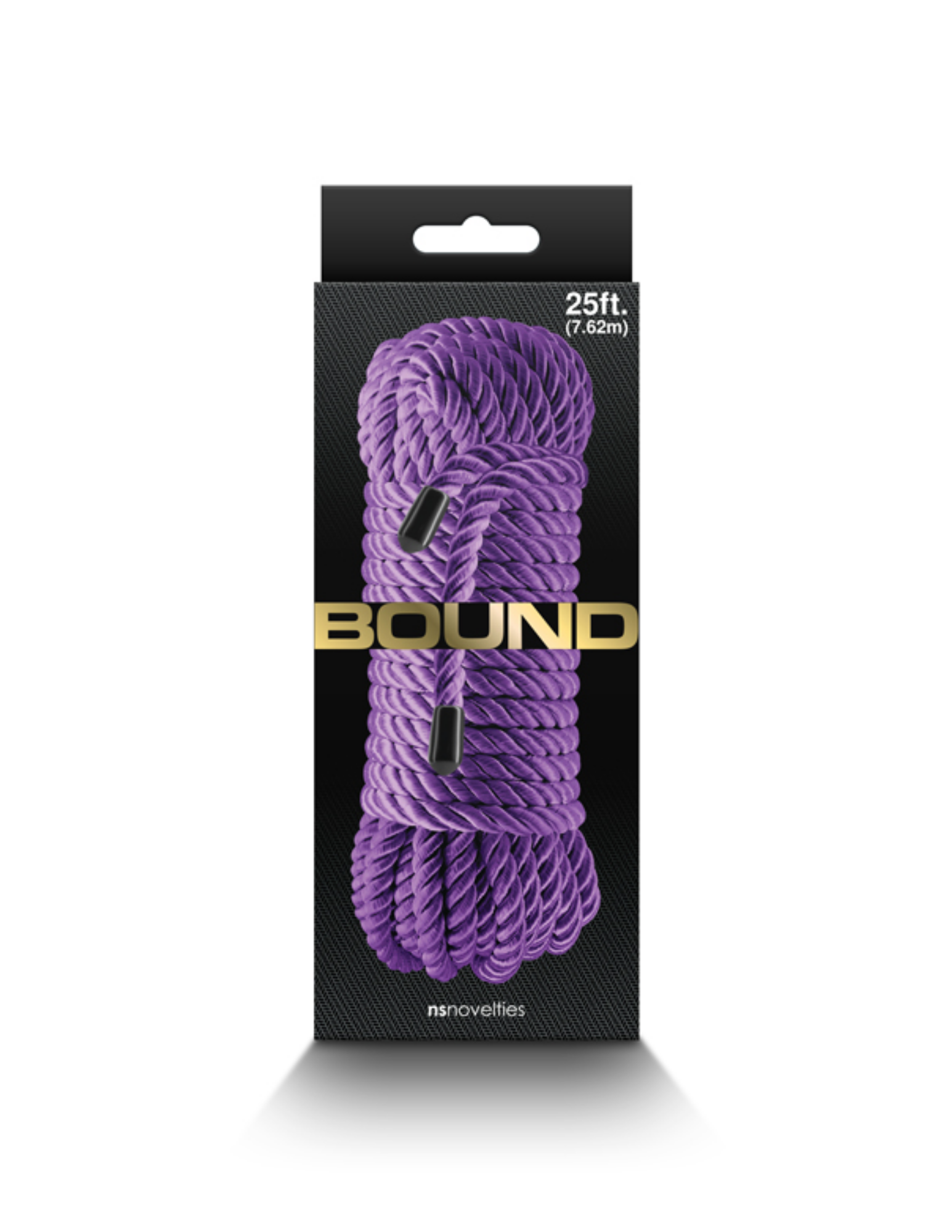Photo of the box for the Bound Rope from NS Novelties (purple).