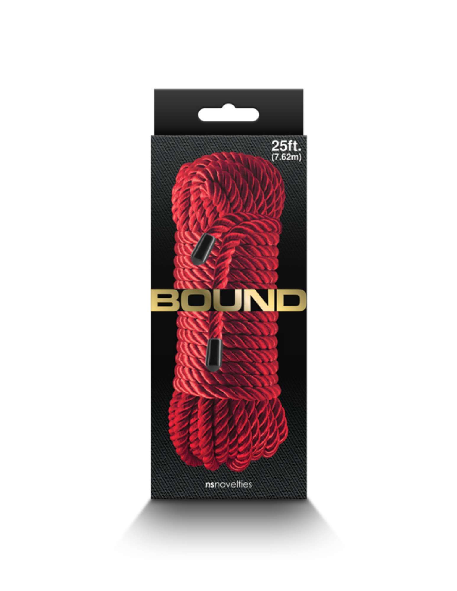 Photo of the box for the Bound Rope from NS Novelties (red).