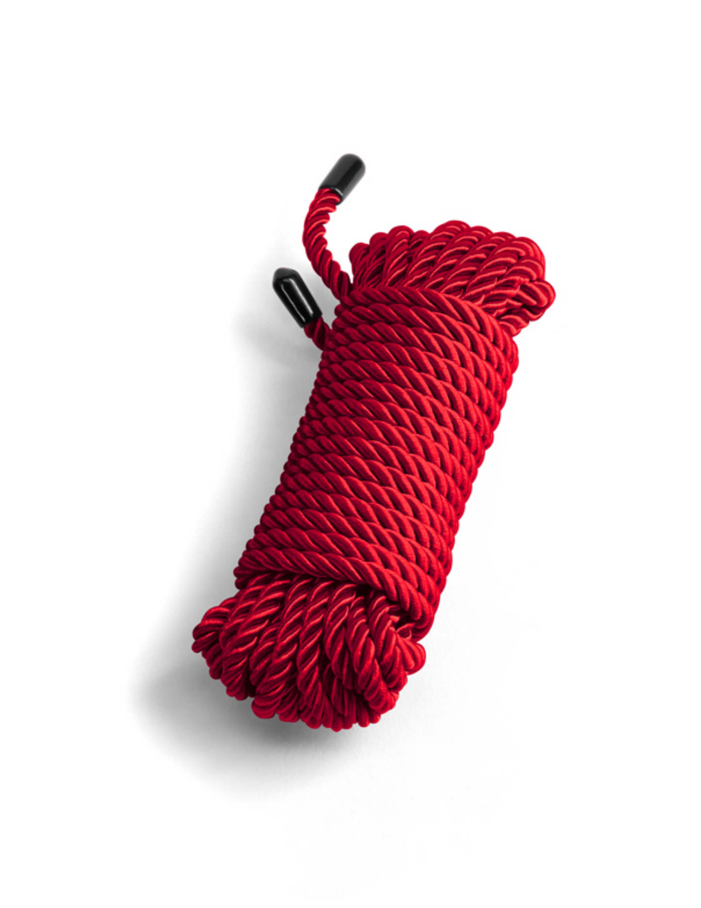 Close-up of the bundle of Bound Rope from NS Novelties (red) shows its soft texture and finished ends.