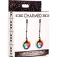 Charmed Silicone Light-up Tweezer Nipple Clamps (in black) in package.