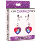 Charmed Silicone Light-Up Heart Nipple Clamps (purple) in package.