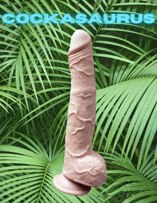 Ad for the Skinsations Cockasaurus Dildo from Hott Products.