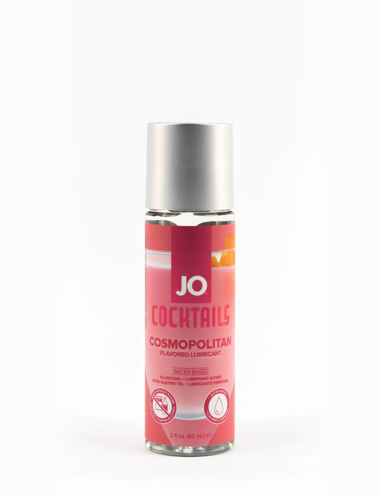 Photo of the 2oz Cosmopolitan bottle of System JO Cocktails Flavored Lubricant. 