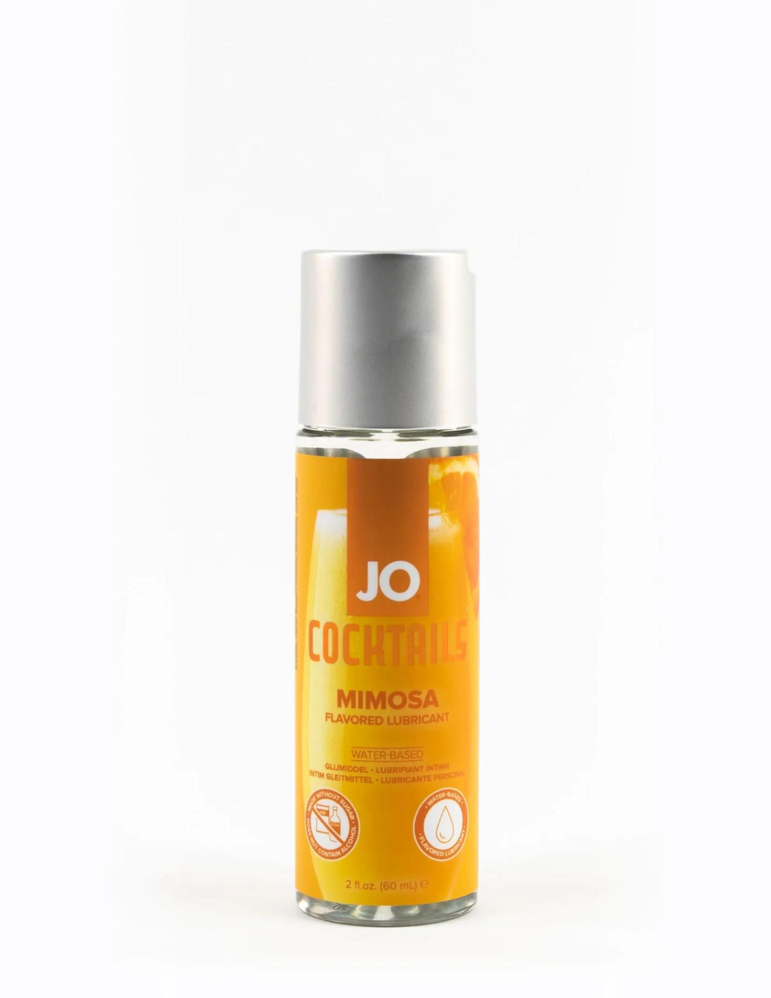 Photo of the 2oz Mimosa bottle of System JO Cocktails Flavored Lubricant. 