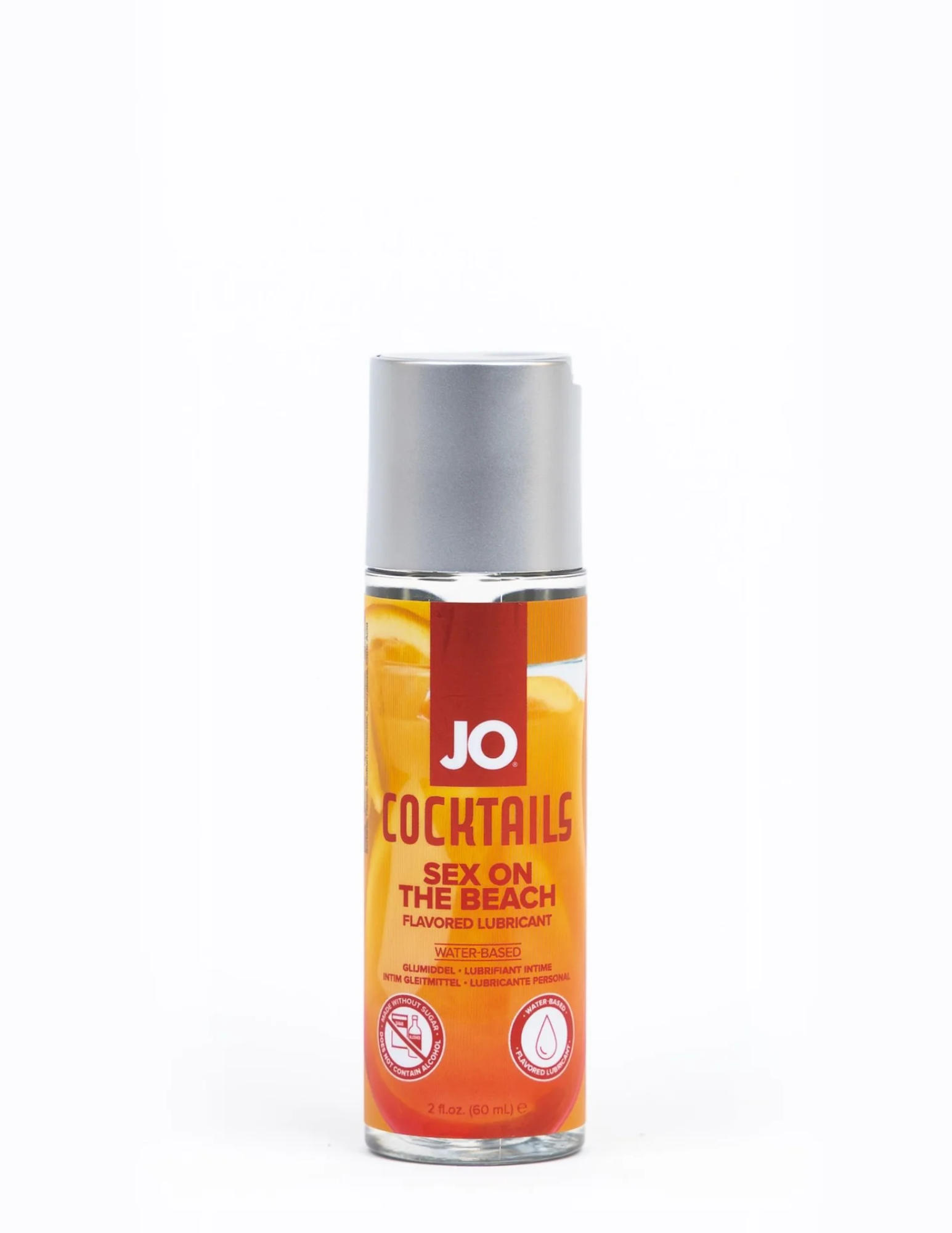 Photo of the 2oz Sex on the Beach bottle of System JO Cocktails Flavored Lubricant. 