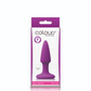 Photo of the front of the box for the Colours Pleasure Plug Mini from NS Novelties (purple).