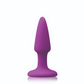 Front view of the Colours Pleasure Plug Mini from NS Novelties (purple) shows its small size and wide base.