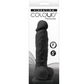 Photo of the front of the box for the olours Pleasures Silicone Vibrating Dildo from NS Novelties (black).