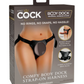 Photo shows the front of the box for the King Cock Elite Comfy Body Dock Harness System from Pipedreams (black).
