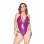 Load image into Gallery viewer, Darque PVC Halter Teddy w/Adjustable Straps - Purple