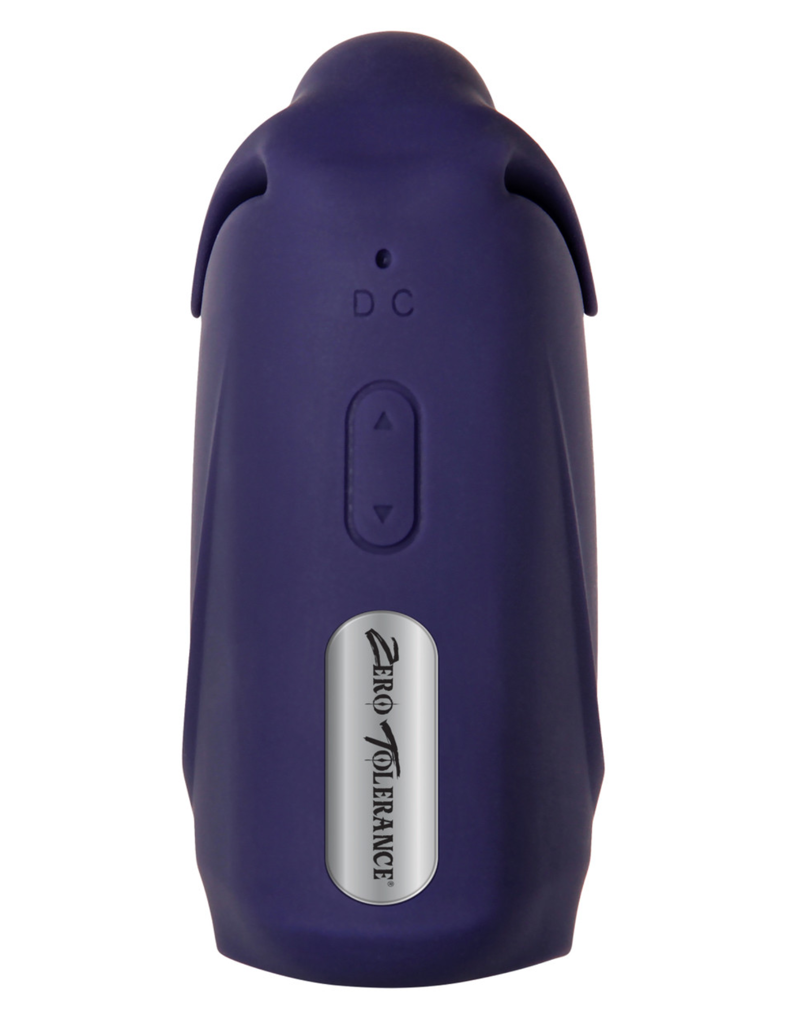 Close-up of the back of the Different Strokes Rechargeable Vibrating Masturbator from Zero Tolerance with the top portion closed and showing the control buttons.