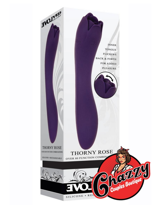 Thorny Rose Rechargeable Silicone Dual-End Vibrator and Clitoral Flicker - Purple