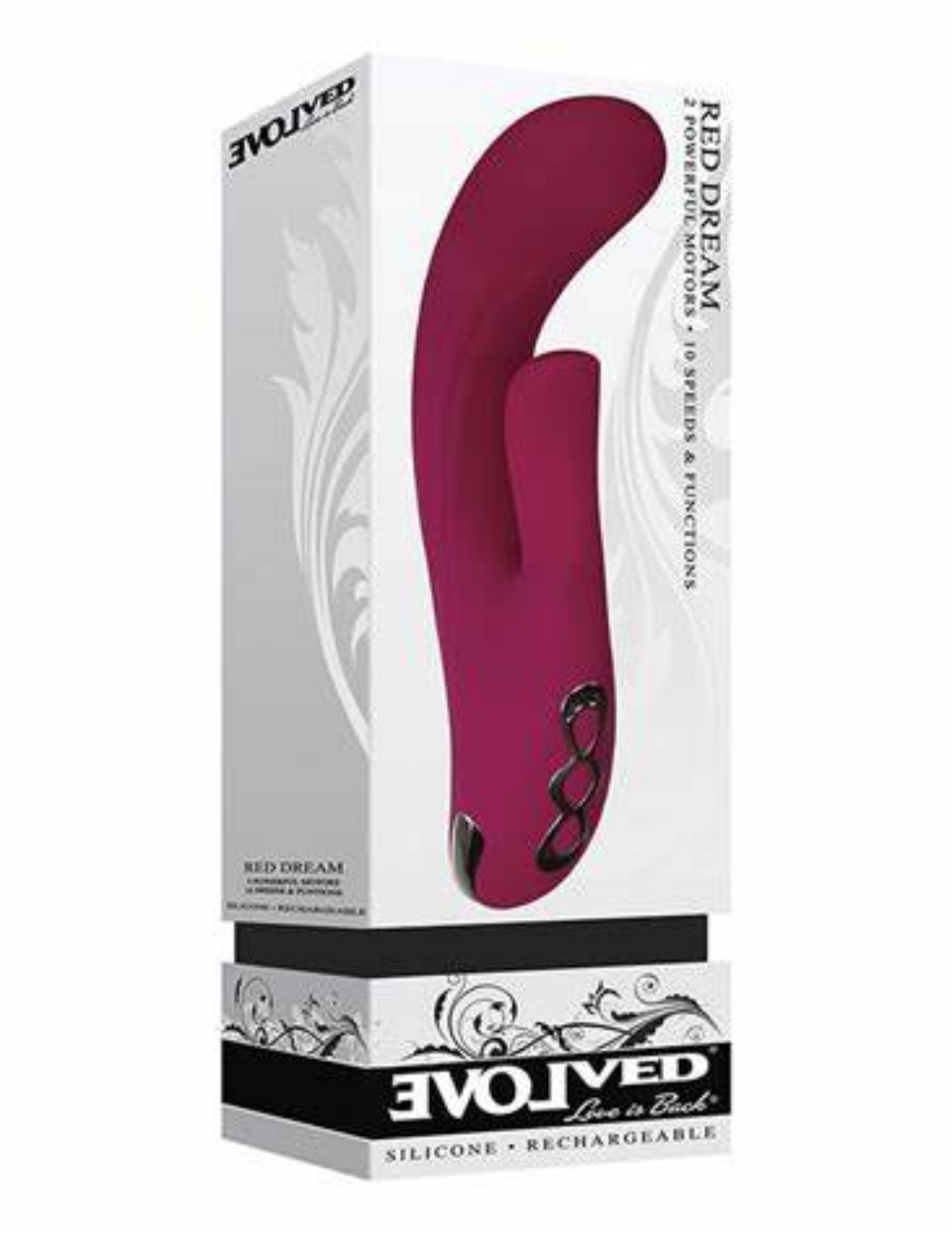 Red Dream Rechargeable Silicone Dual Stimulating Vibrator - Burgundy