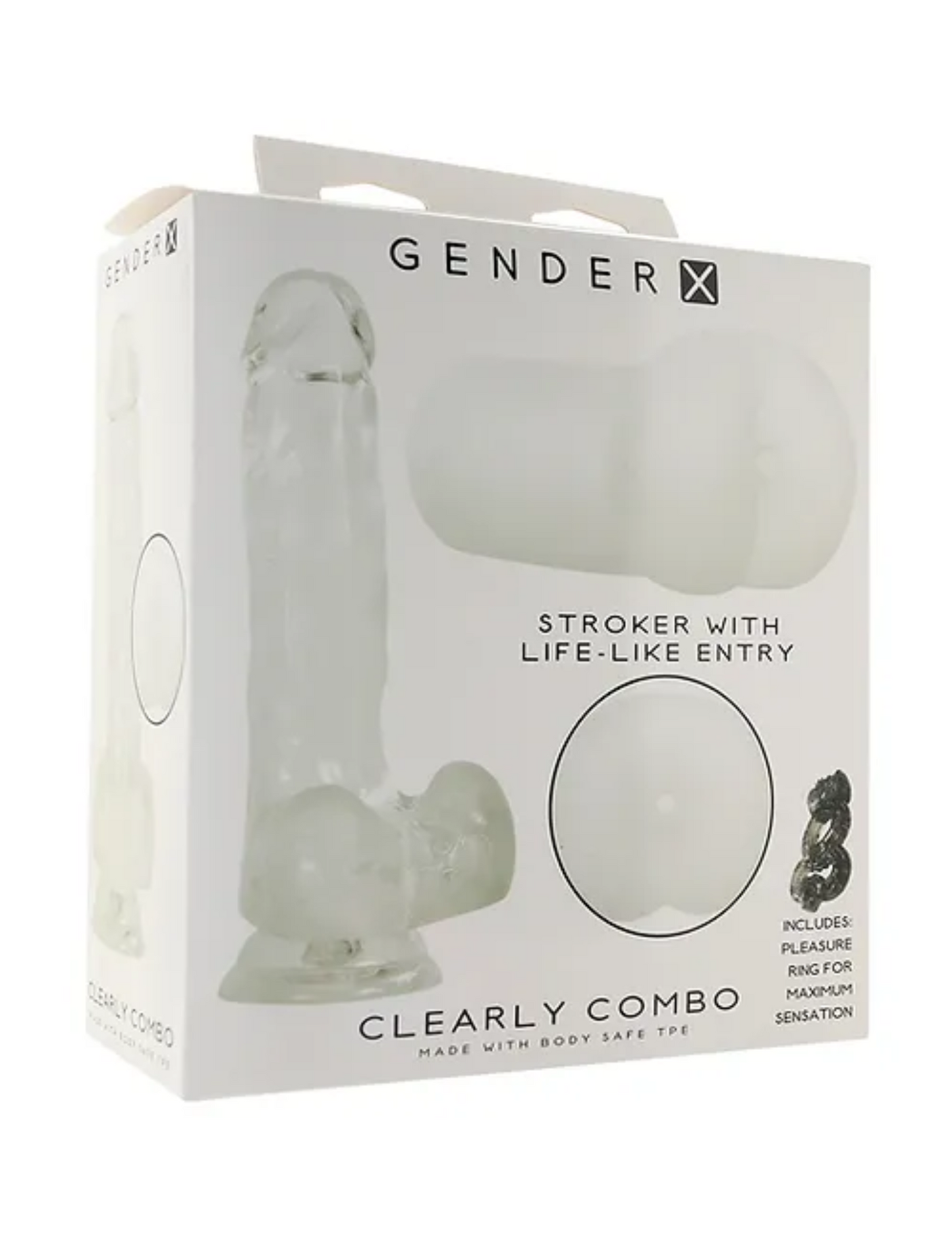 Gender X - Clearly Combo - Non-Vibrating Stroker and Dildo Set - Clear
