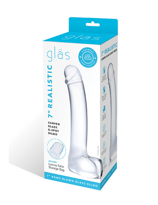 Glas - Realistic Curved Glass G-Spot Dildo - 7in - Clear