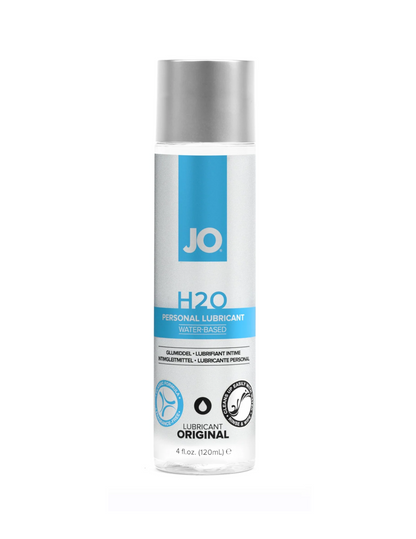 Front of the bottle of water-based lubricant by System JO, 4oz.