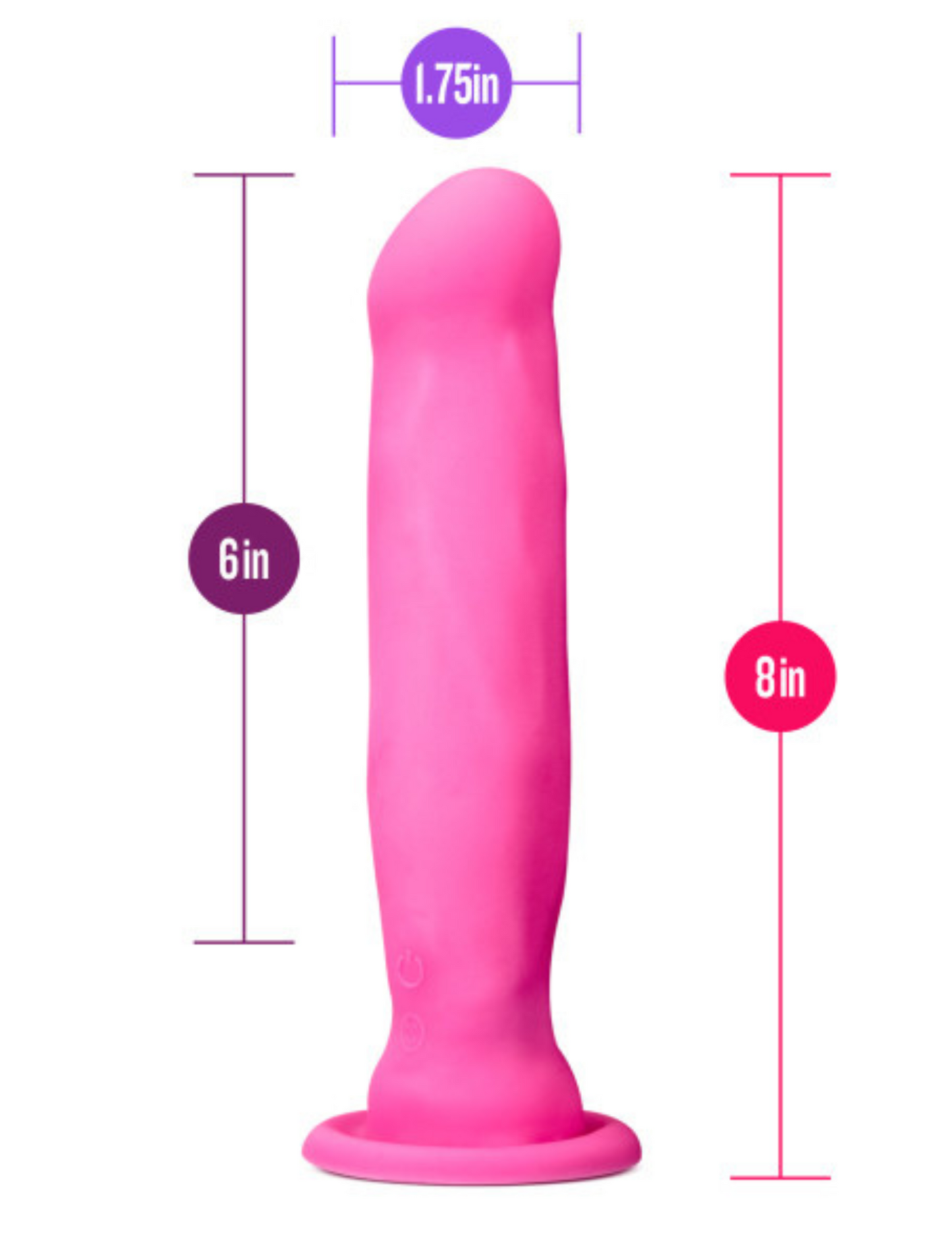 Diagram shows the dimensions of the Havana Impressions Vibrator from Blush (pink).