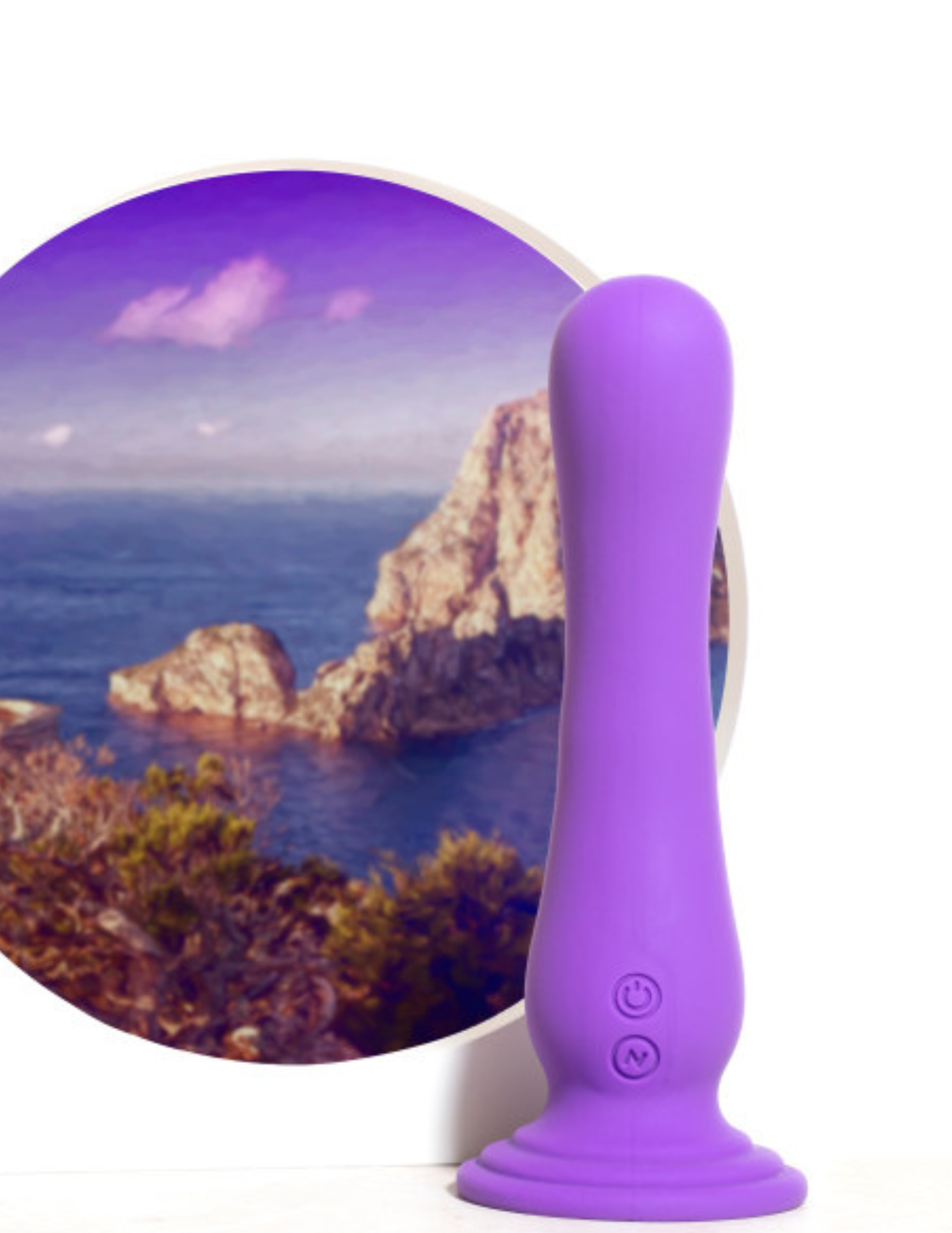 Ad for the Impressions Ibiza Vibrator from Blush (purple).