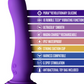 Image shows the Impressions Ibiza Vibrator from Blush (purple) and its many features as listed on the description page.