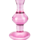 Up-right photo of the Icicles No. 75 Beaded Heart Shaped Glass Anal Plug from Pipedreams (pink) shows off its uniquely bubbled mid-point.