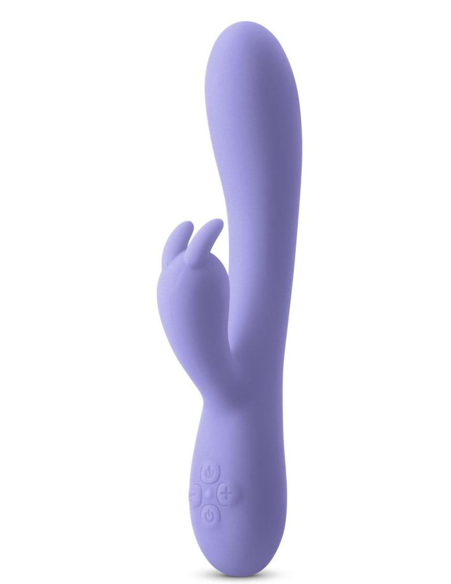 Photo of the Inya Luv Bunny (purple) from NS Novelties shows off its power and control buttons, as well as kits bunny shaped clit stimulator.