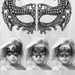 Ad for 3 of the styles of Lace Eye Masks from Ouch! by Shots America.