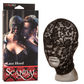 Photo of the Scandal Lace Hood (black) from CalExotics, next to its box.