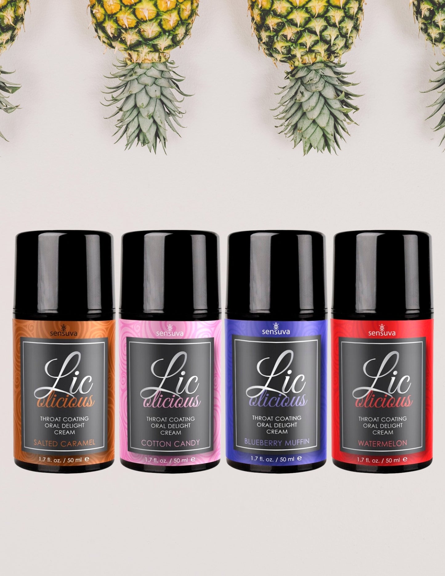 Ad showing the 4 flavors of Licolicious from Sensuva.