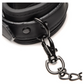 Close-up of the hardware on the collar and leash from the Master of Kink PU Leather Deluxe Bondage Set by Master Series and XR Brands..