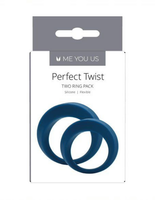 Me You Us - Perfect Twist Silicone Cock Ring Set (2pc) - Blue