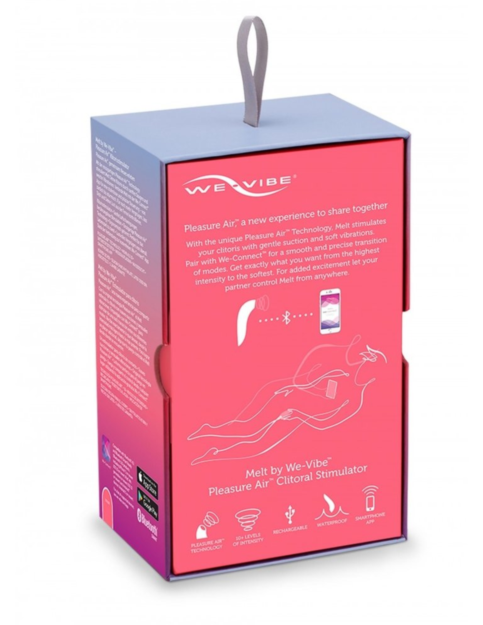 Photo of the back of the box for the We-Vibe Melt (coral).