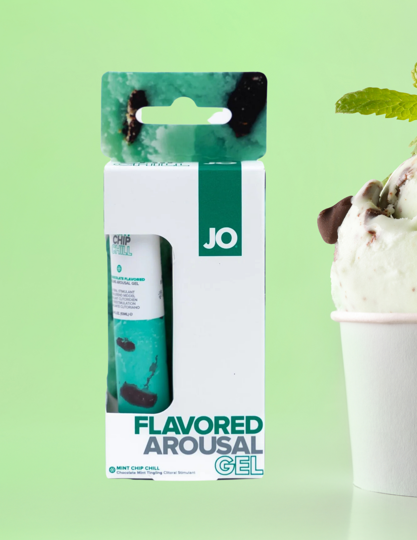 System JO Flavored Arousal Gel Mint Chip in box.