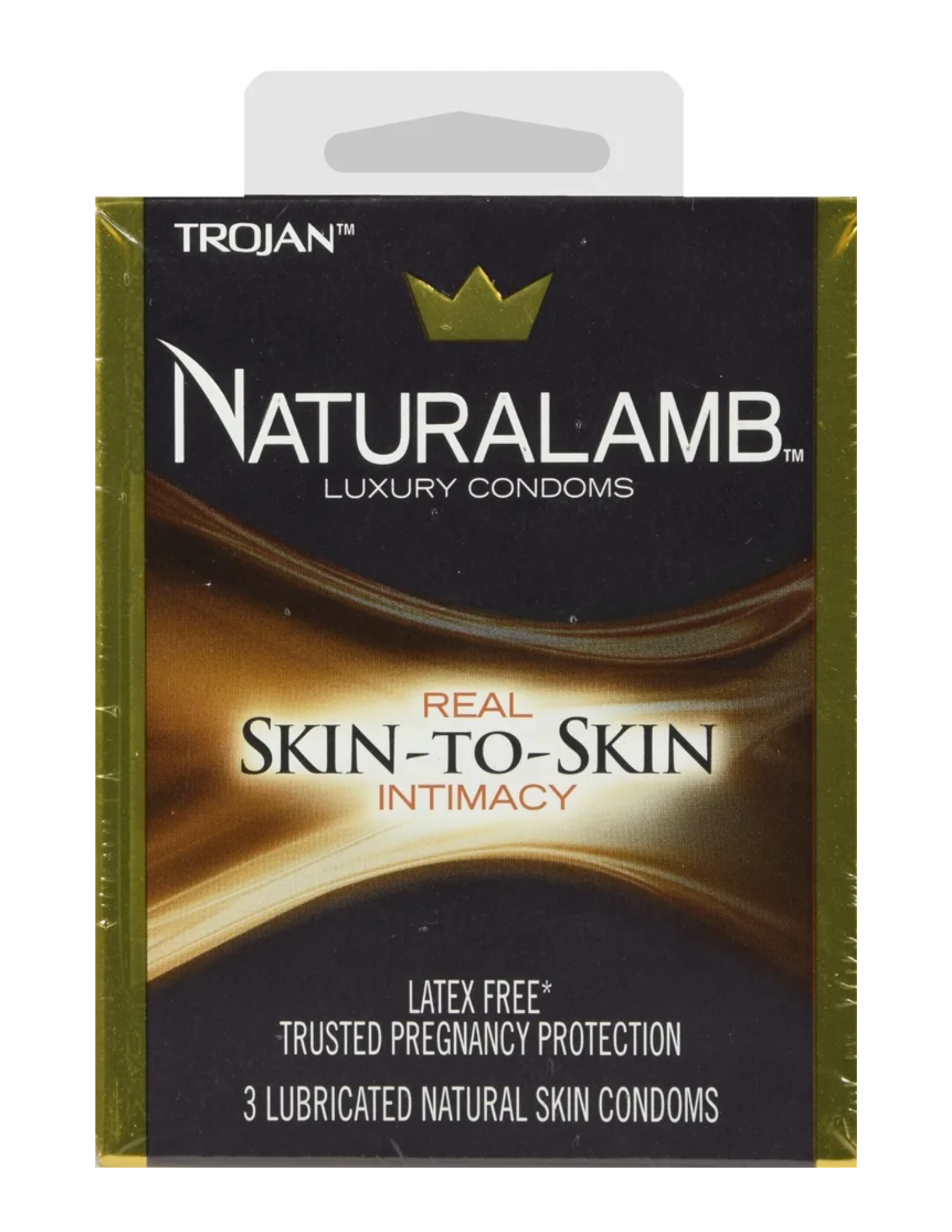 Trojan Naturalamb Luxury Condoms 3 pack in box.