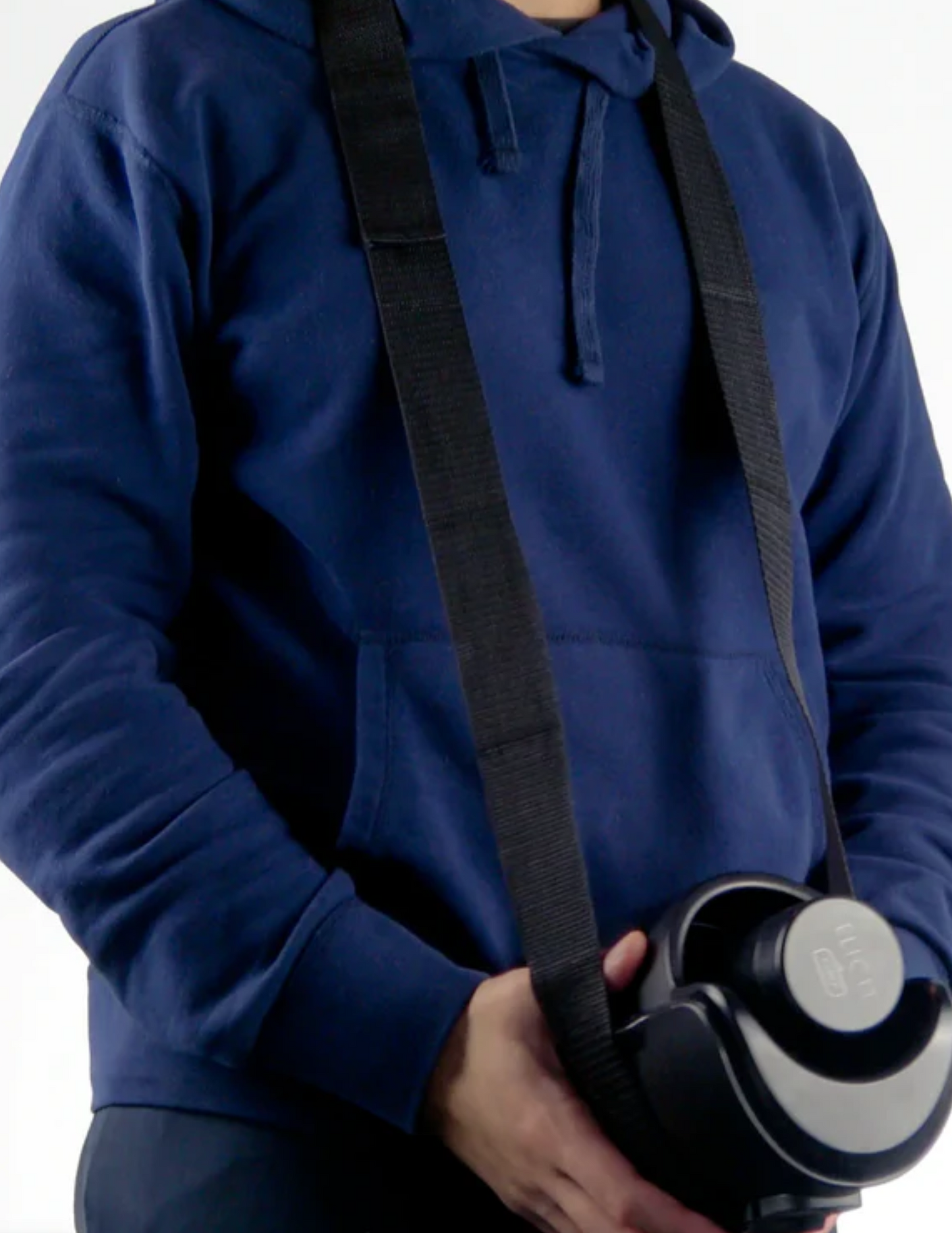 Photo shows how the Keon Neck Strap Accessory by KiiRoo is worn.
