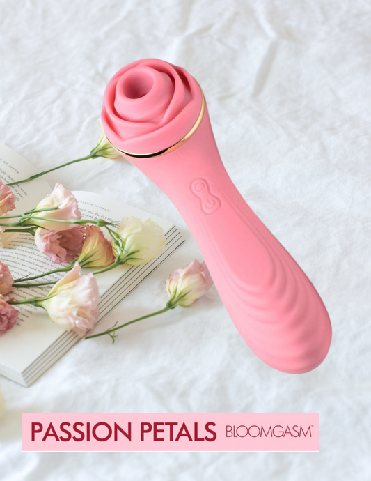 Bloomgasm - Passion Petals 10X Silicone Suction Rose Rechargeable Vibrator Clitoral Stimulator - (Red, Pink)