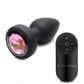 Booty Sparks 28X Rechargeable Silicone Vibrating Gem Anal Plug w/ Remote Control. Size Small. Color Pink. On a white background.