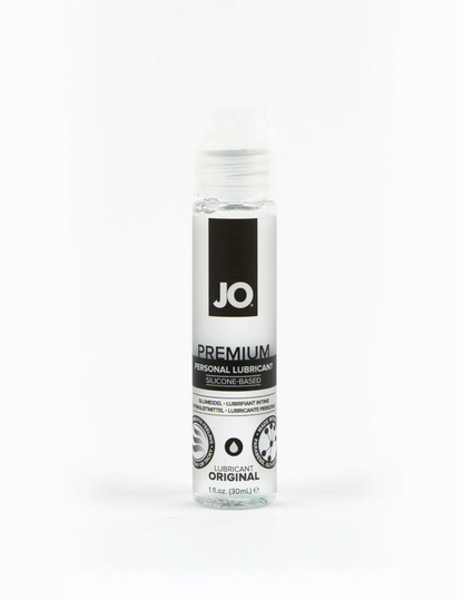 Photo of the front of the bottle of JO Premium Silicone Lubricant (1oz).