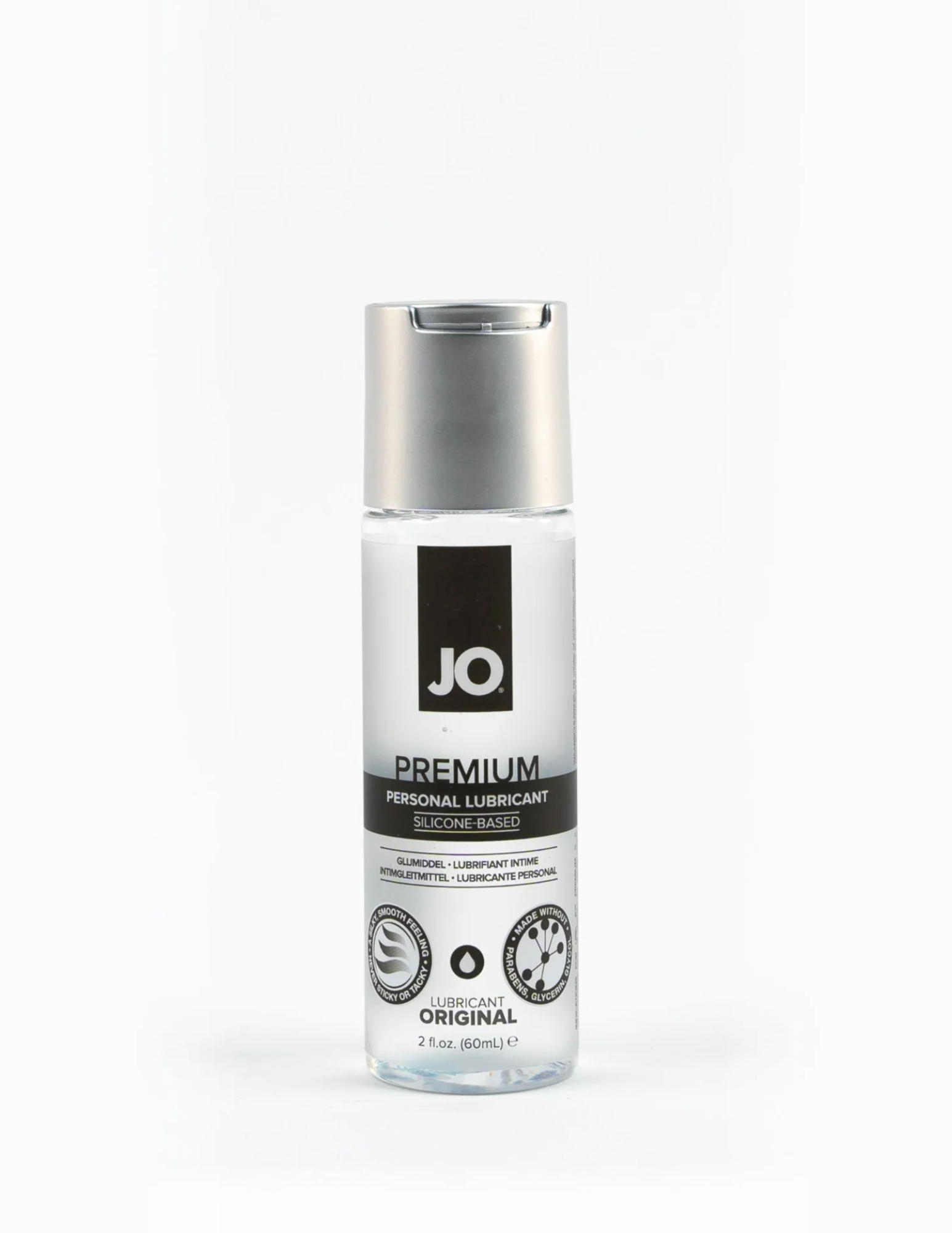 Photo of the front of the bottle of JO Premium Silicone Lubricant (2oz).