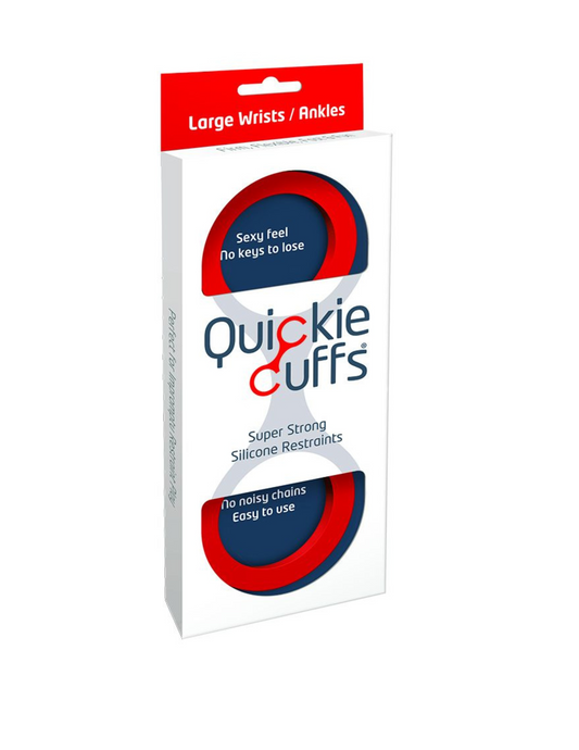 Quickie Cuffs - Super Strong Silicone Restraints - Large - Black, Red