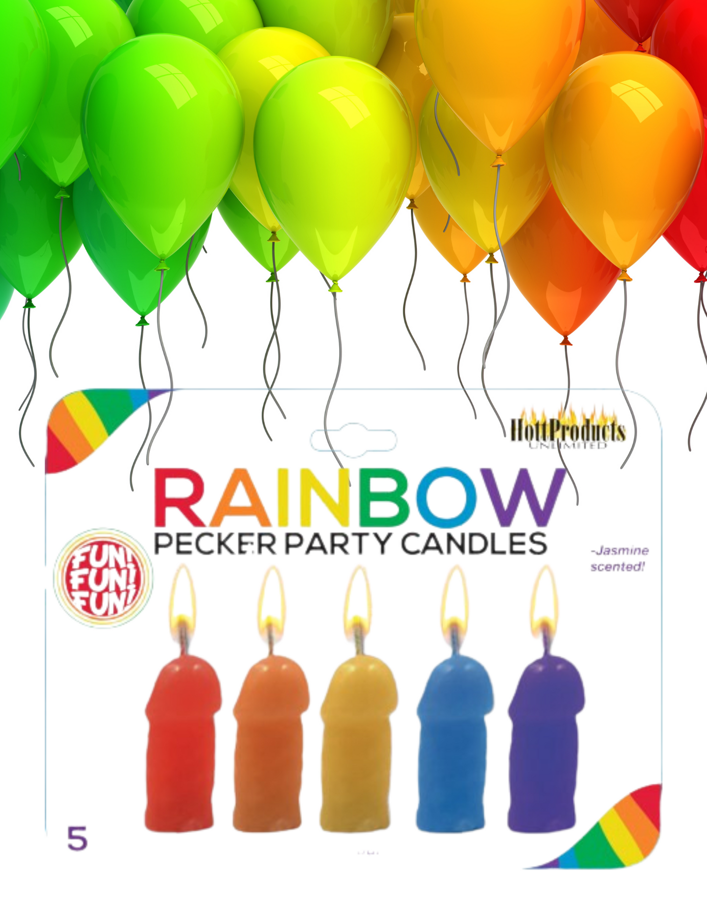 Hott Products Rainbow Pecker Party Candles.