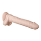 Side view of the Real Supple Silicone Poseable Dildo w/ Balls (10.5", light) from Evolved Novelties shows its life like design.
