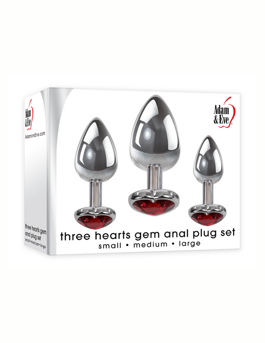 Adam and Eve Three Hearts Gem Anal Plug Set in its box.