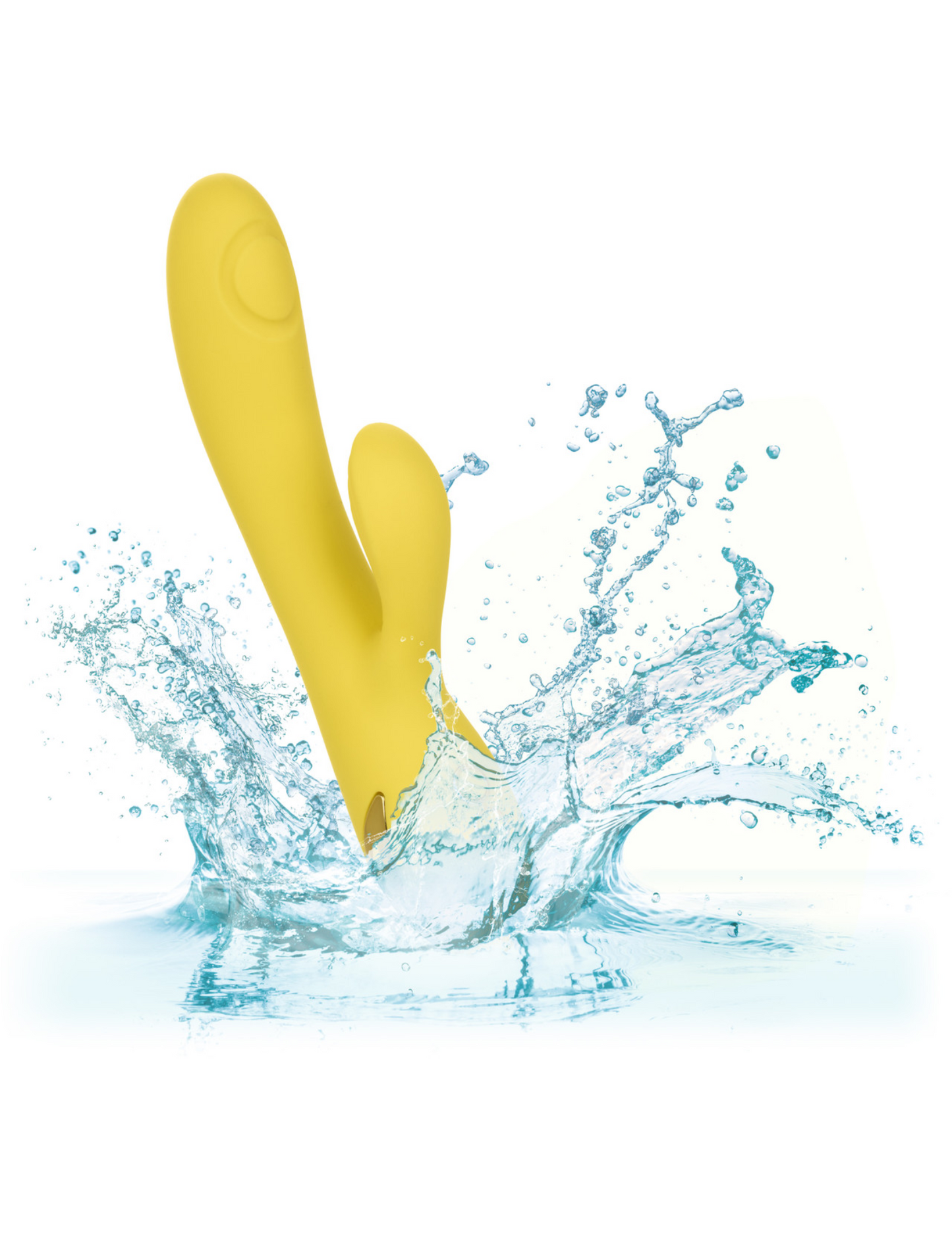 Photo shows that the California Dreaming San Diego Seduction Vibrator (yellow) from CalExotics is waterproof.