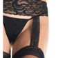 Close-up of the lace garter and thigh high detail on the Sheer Thigh High with Lace Garter Belt from Leg Avenue.
