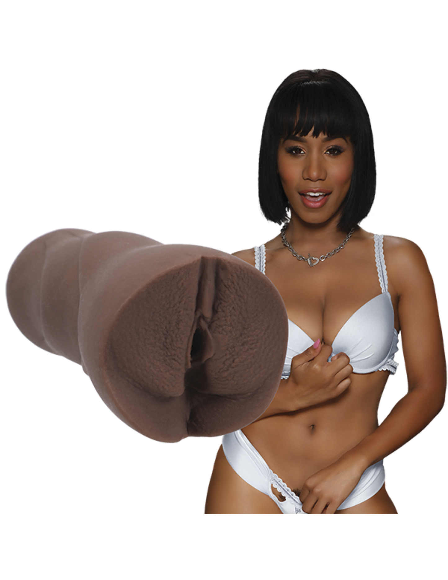 Photo of performer and toy: Signature Stroker- Jenna Foxxx Pocket Pussy by Doc Johnson.